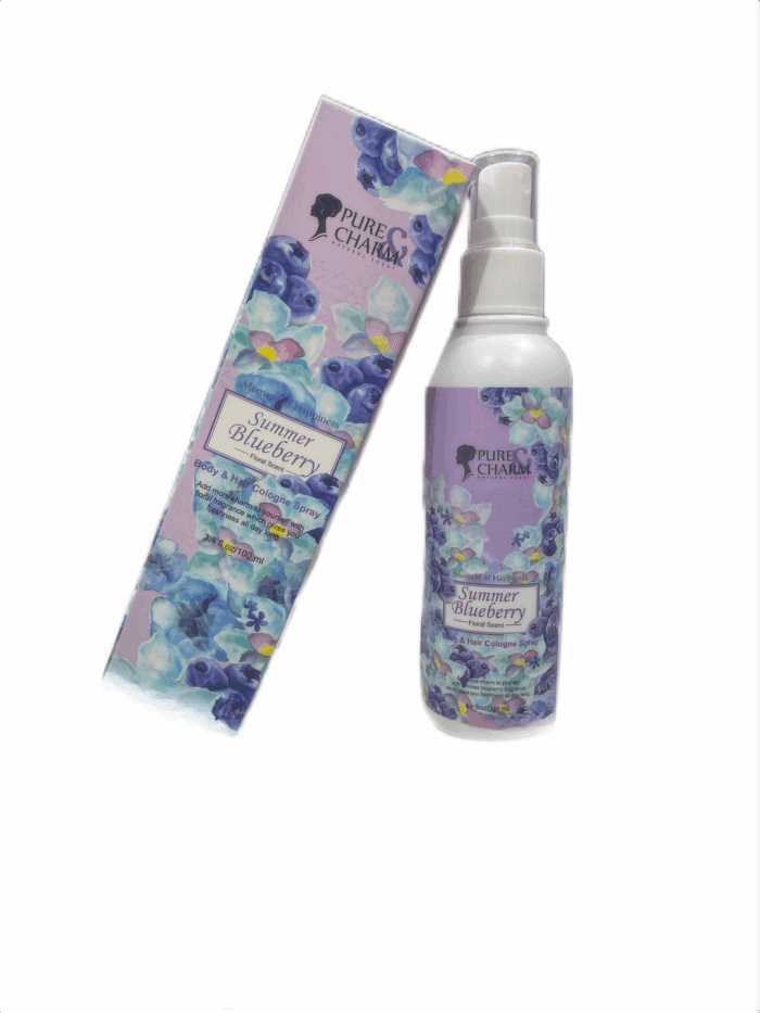 PURE CHARM SUMMER BLUEBERRY BODY HAIR COLOGNE SPRAY 100ML - Image 1