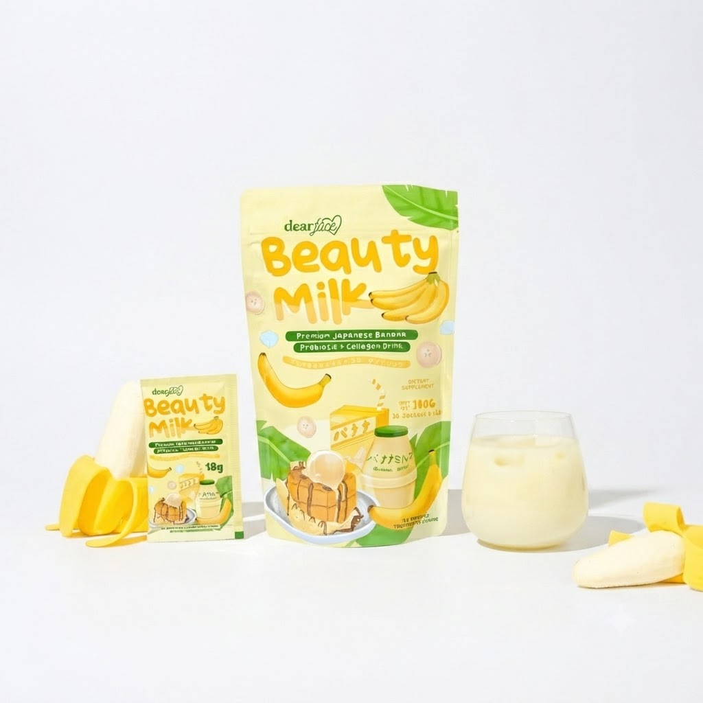 99411866602 مشروب "دير فيس بيوتي ميلك" (Dear Face Beauty Milk) الياباني الفاخر بنكهة الموز - 180 جم - الصورة 1