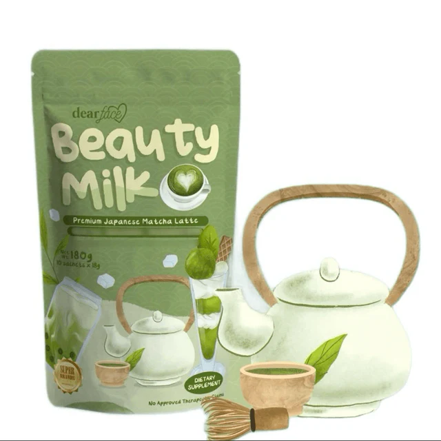 99411866605 مشروب "دير فيس بيوتي ميلك" (Dear Face Beauty Milk) - لاتيه الماتشا الياباني الفاخر - 180 جم - الصورة 1